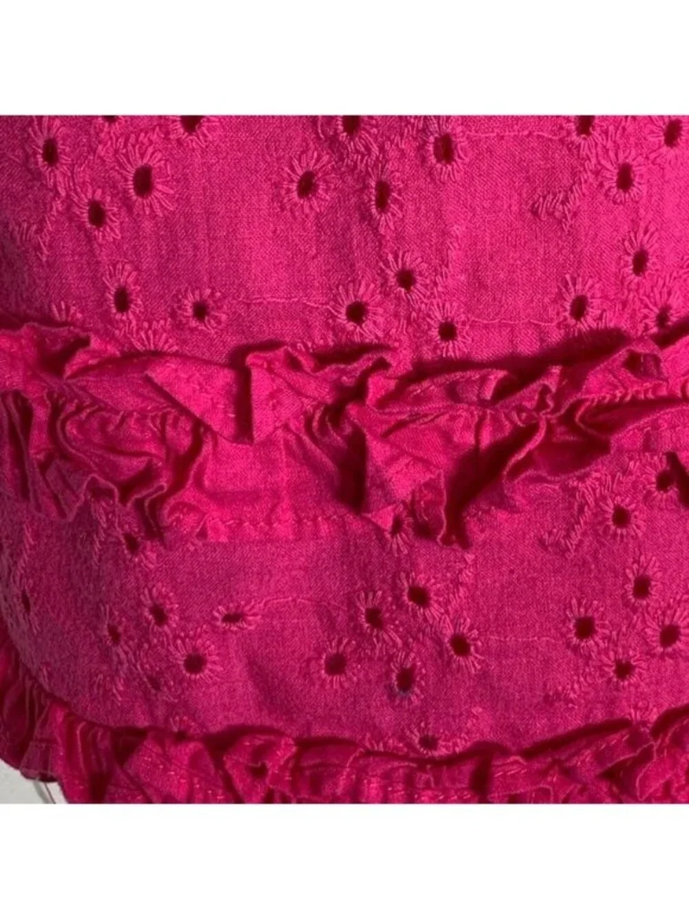 Chaps Girls Size 5 Eyelet Lace Sundress Pink Cotton Ruffle Sleeveless
